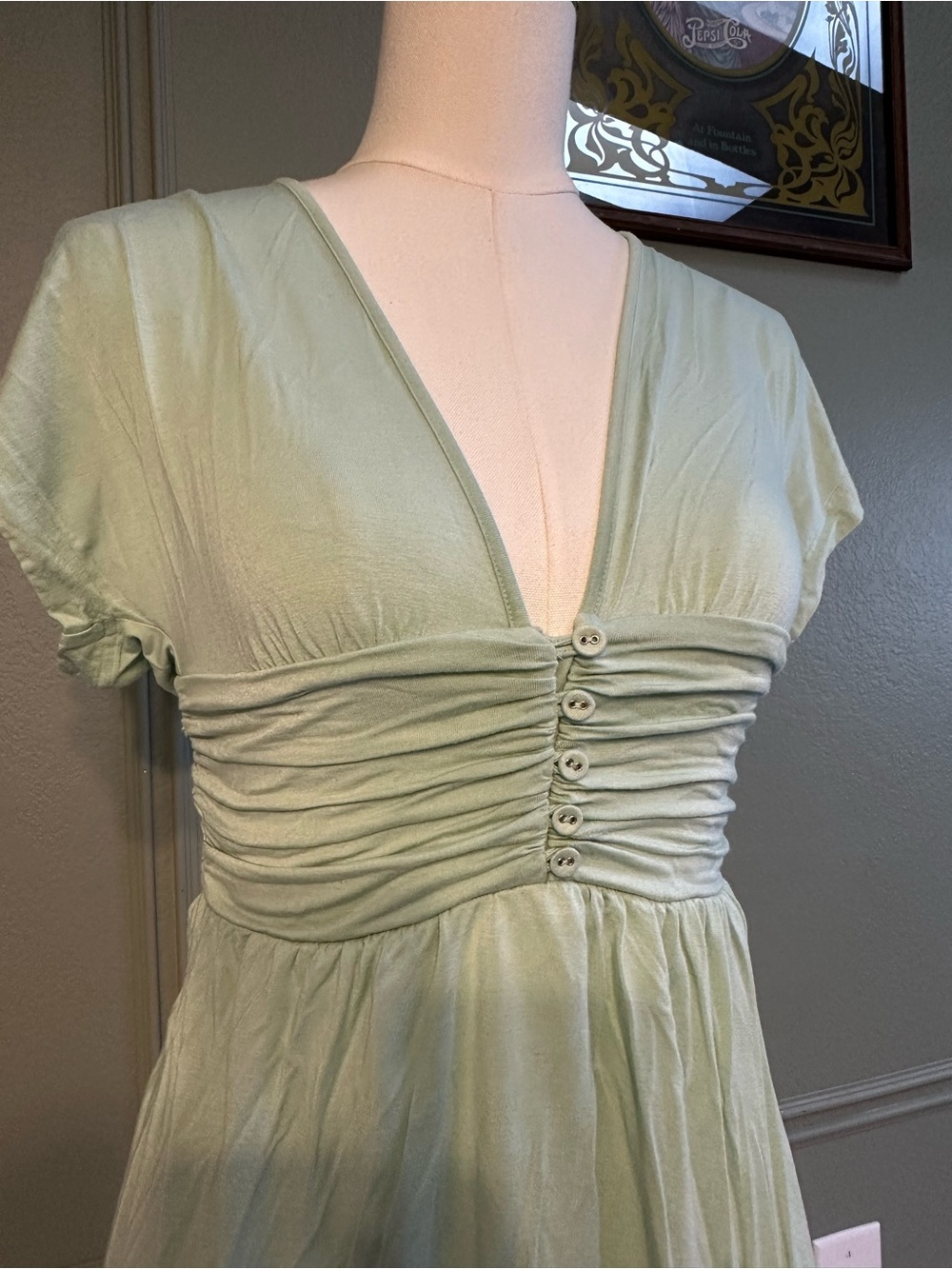Y2K Forever21 Light Green V-Neck Top - SMALL - Picture 2 of 8